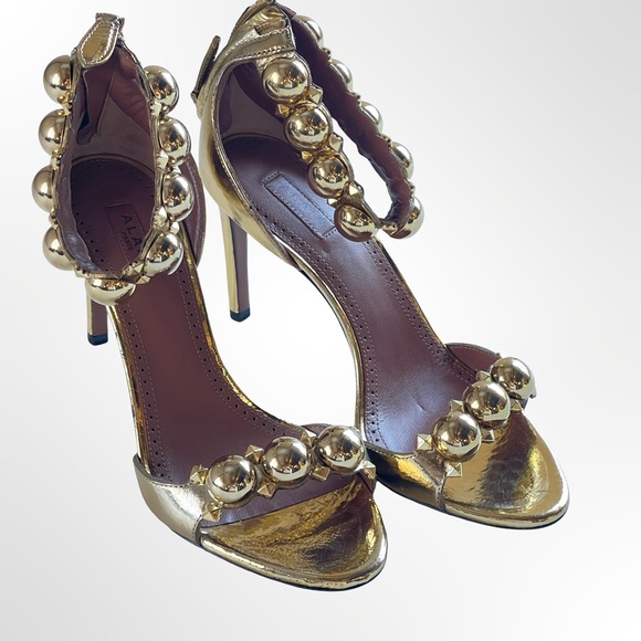 ALAIA La Bombe Elegant Gold Women's Heels NWOT size 36 1/2 - 6.5 - Picture 2 of 10
